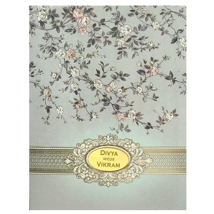 Grey Floral Nameplate Invitation Card-King of Cards