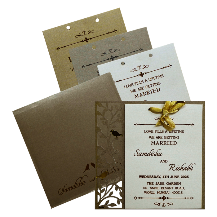 Shimmery Brown MDF Invitation-Krc30850