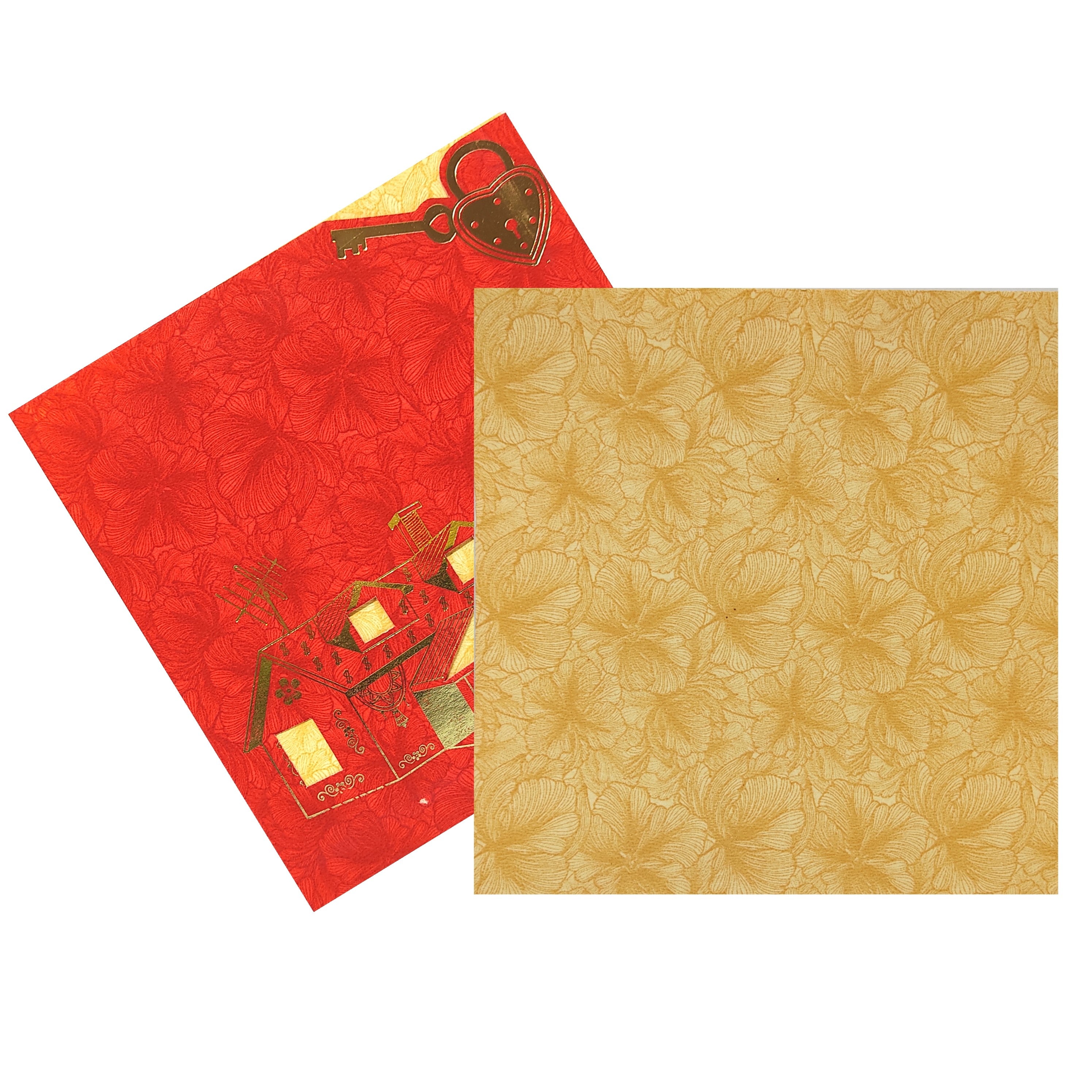Check out the collection of Red floral house foil print with cream floral insert invitation card at best price. &