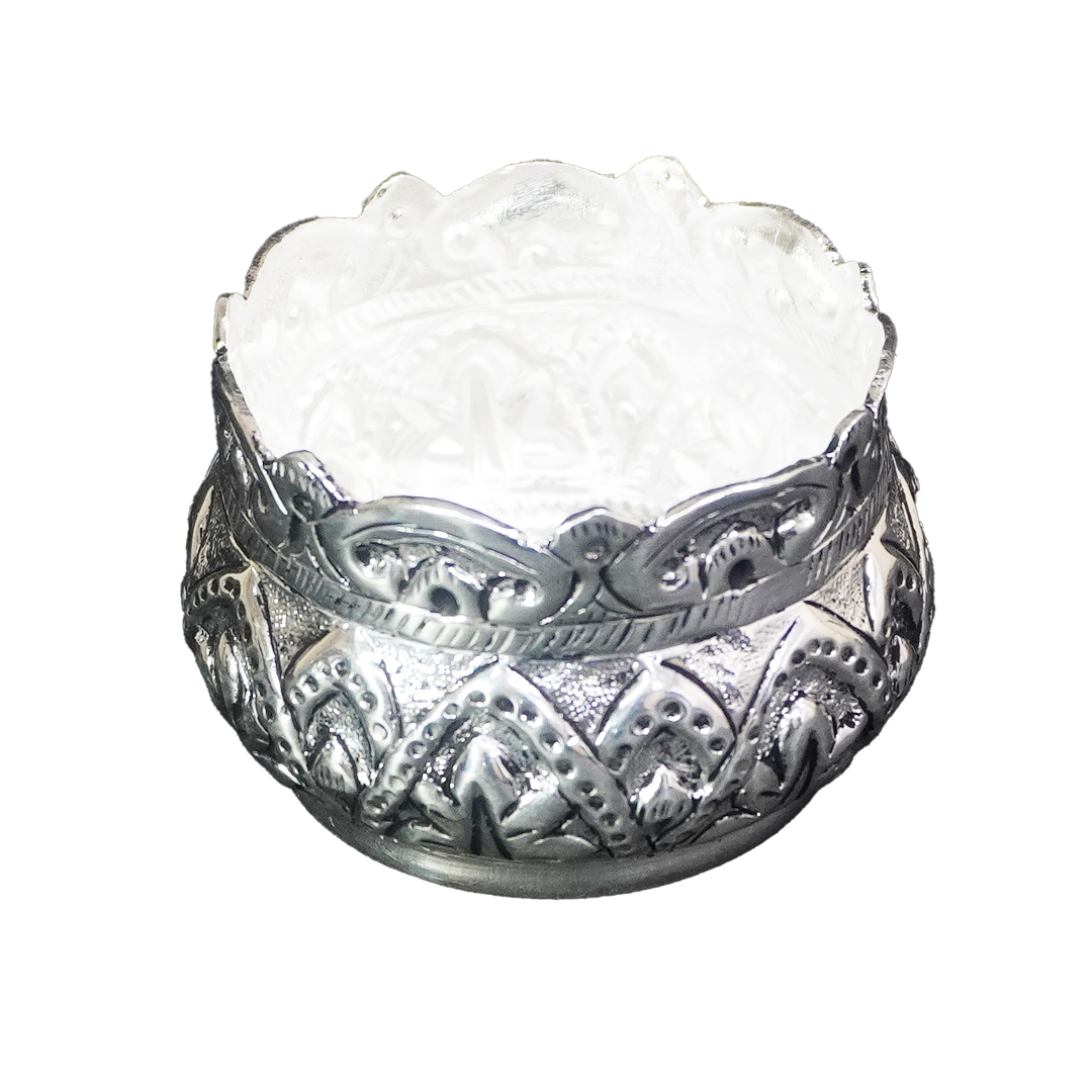 Ornate Silver-Plated Pooja Bowl-GRI0520