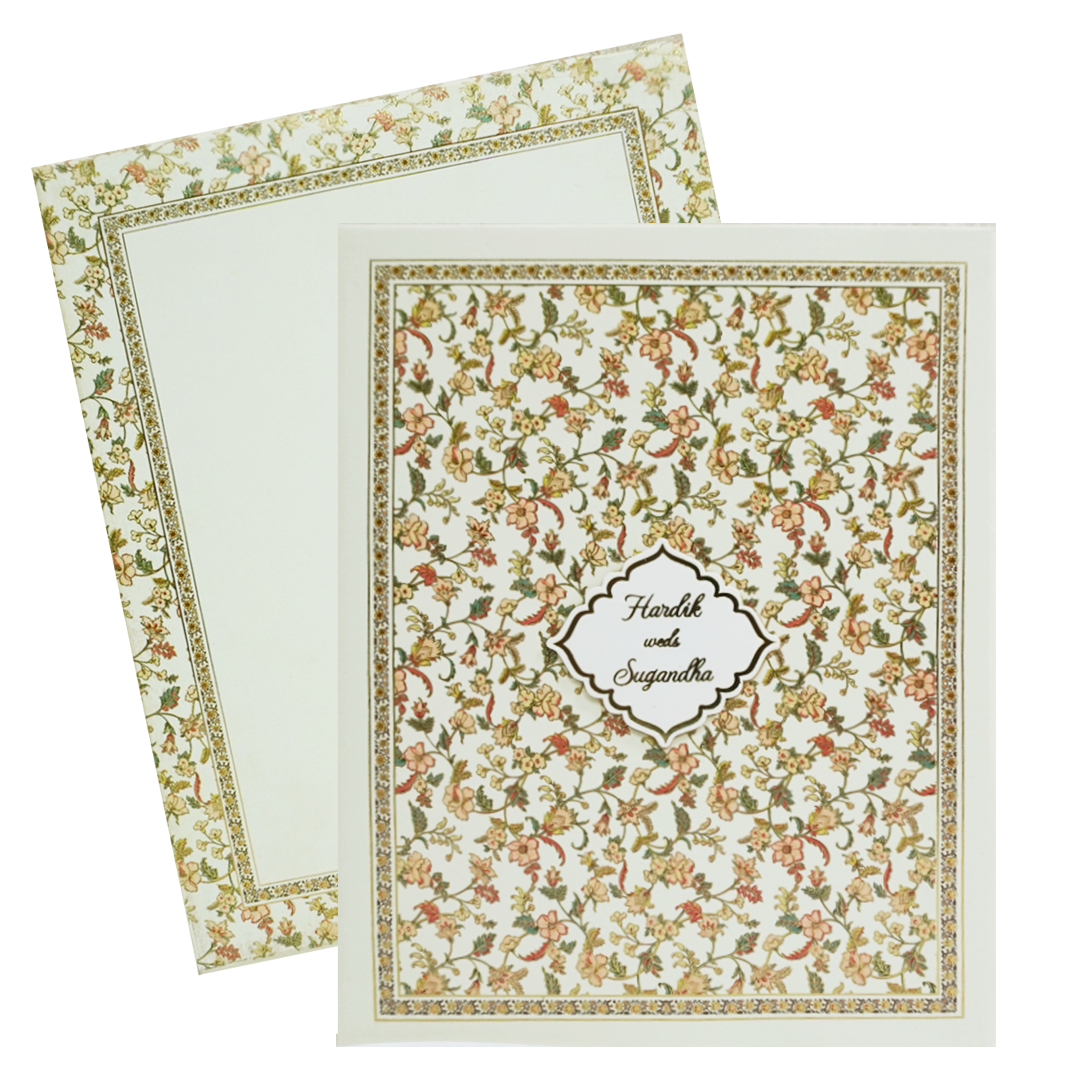 Lime Floral Pattern Marriage Card-KAC05470