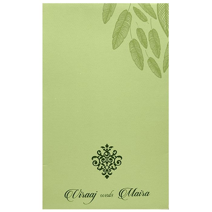 Pastel Green Leaf Design Invitation Card-King of Cards