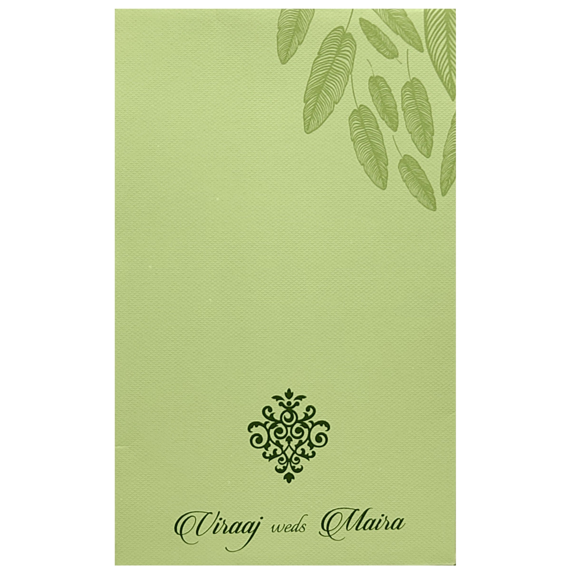 Pastel Green Leaf Design Invitation Card-KRC29892
