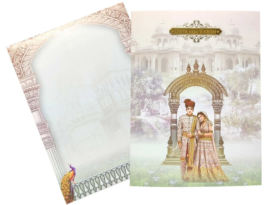 Multicolor Bride And Groom Invitation Card-King of Cards