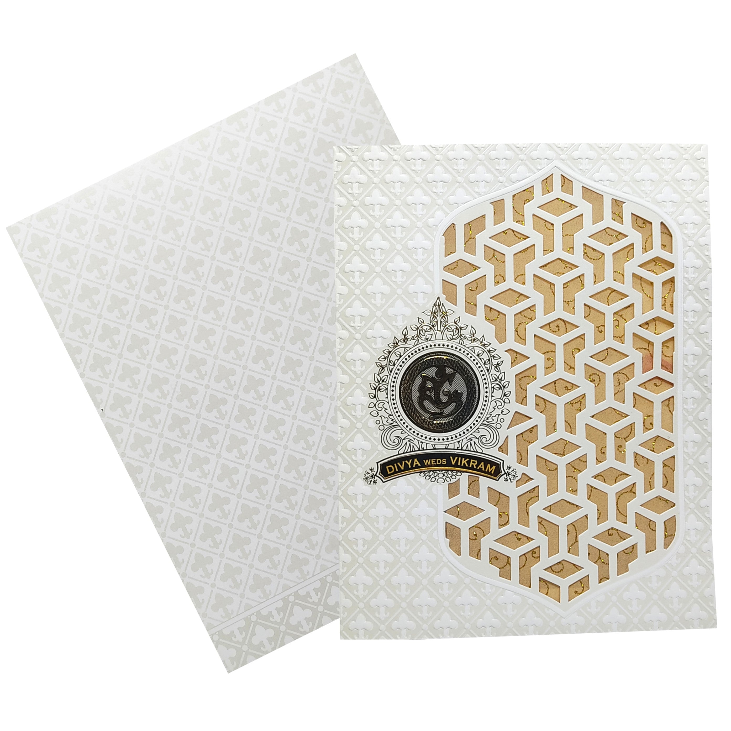 White Traditional Die Cut Invitation-KNK4104W