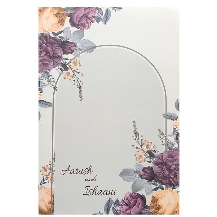Grey Violet Floral Invitation Card-King of Cards