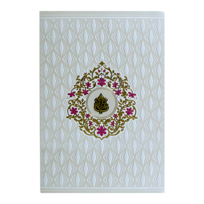 White Floral Invitation Design-King of Cards