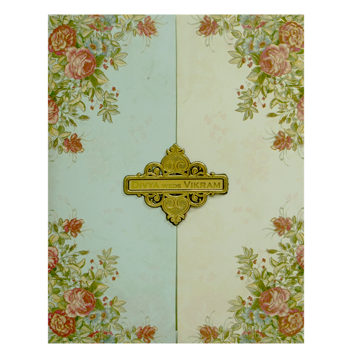 Green Cream Floral Door Nameplate Invitation Card-King of Cards