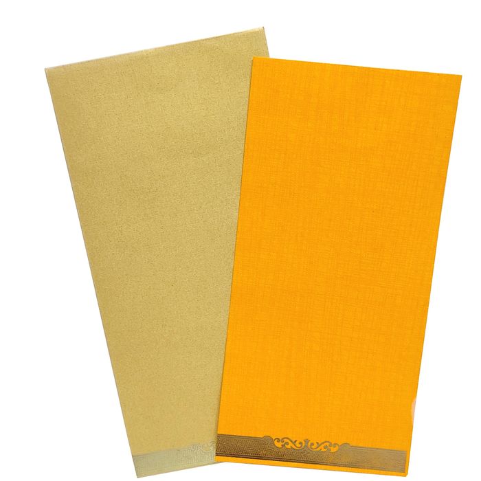 Orange kadhi single sheet gold invitation card-King of Cards