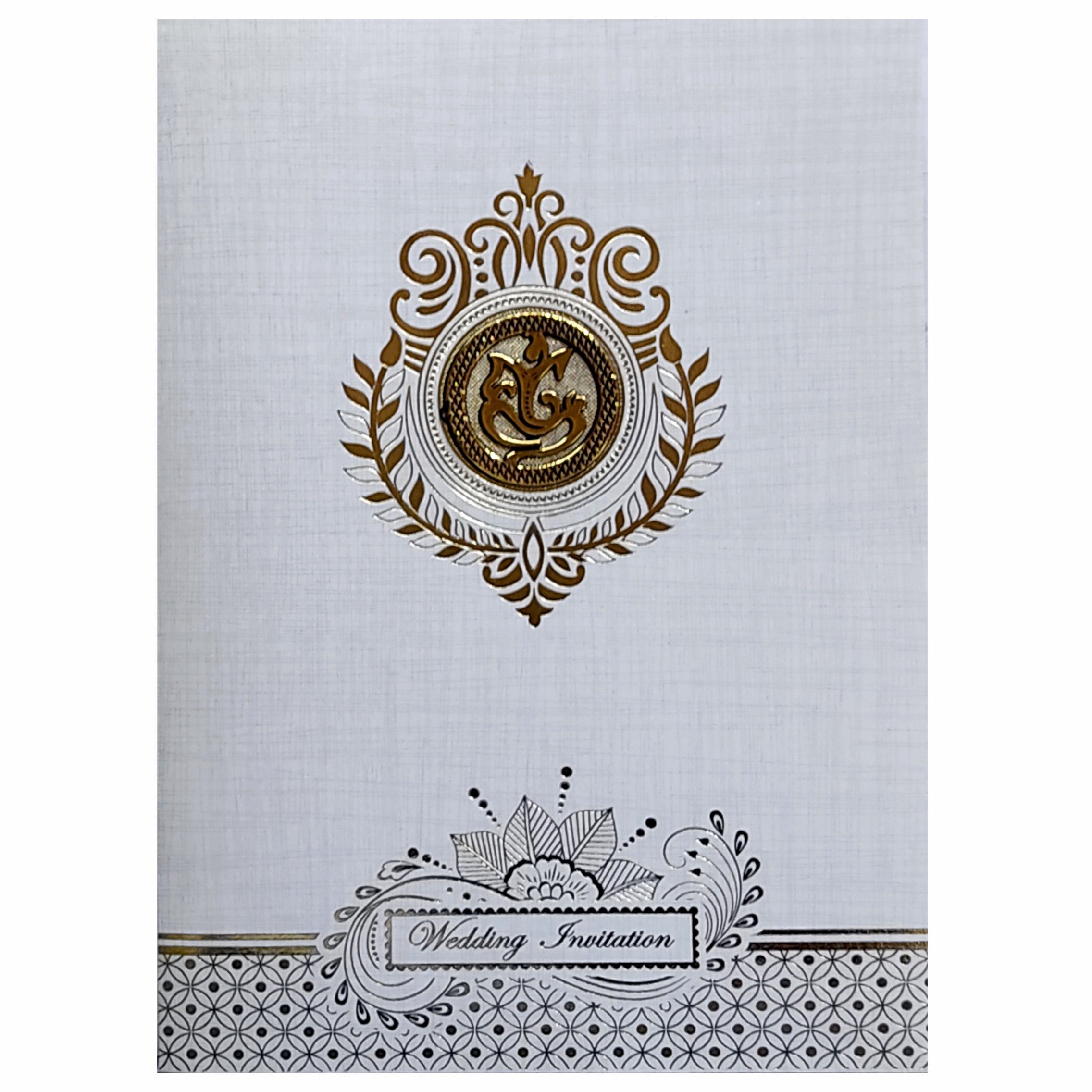 Grey Ganesha Wedding Card-KNK7073G