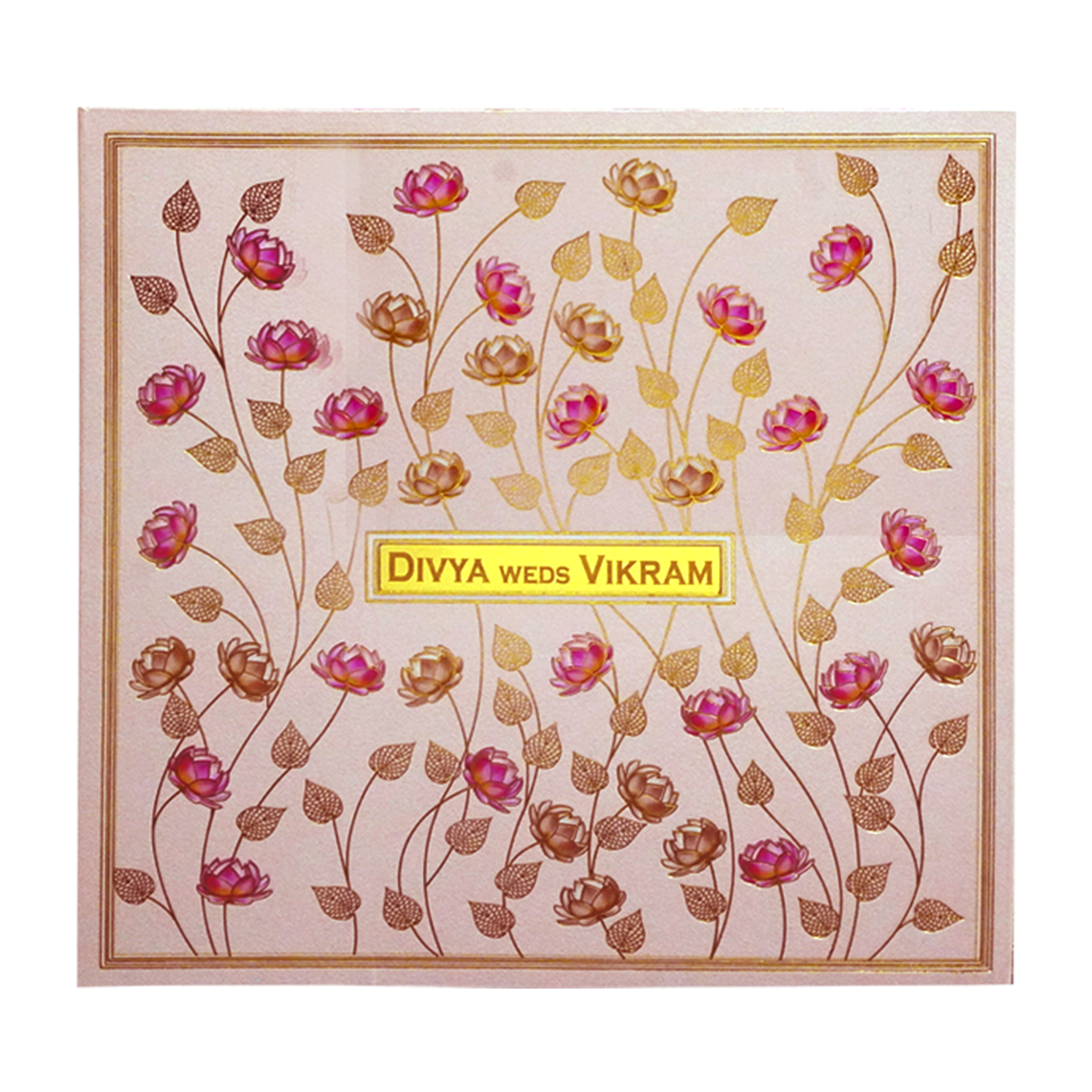 Pink Lotus Box Wedding Card-KNKD8107