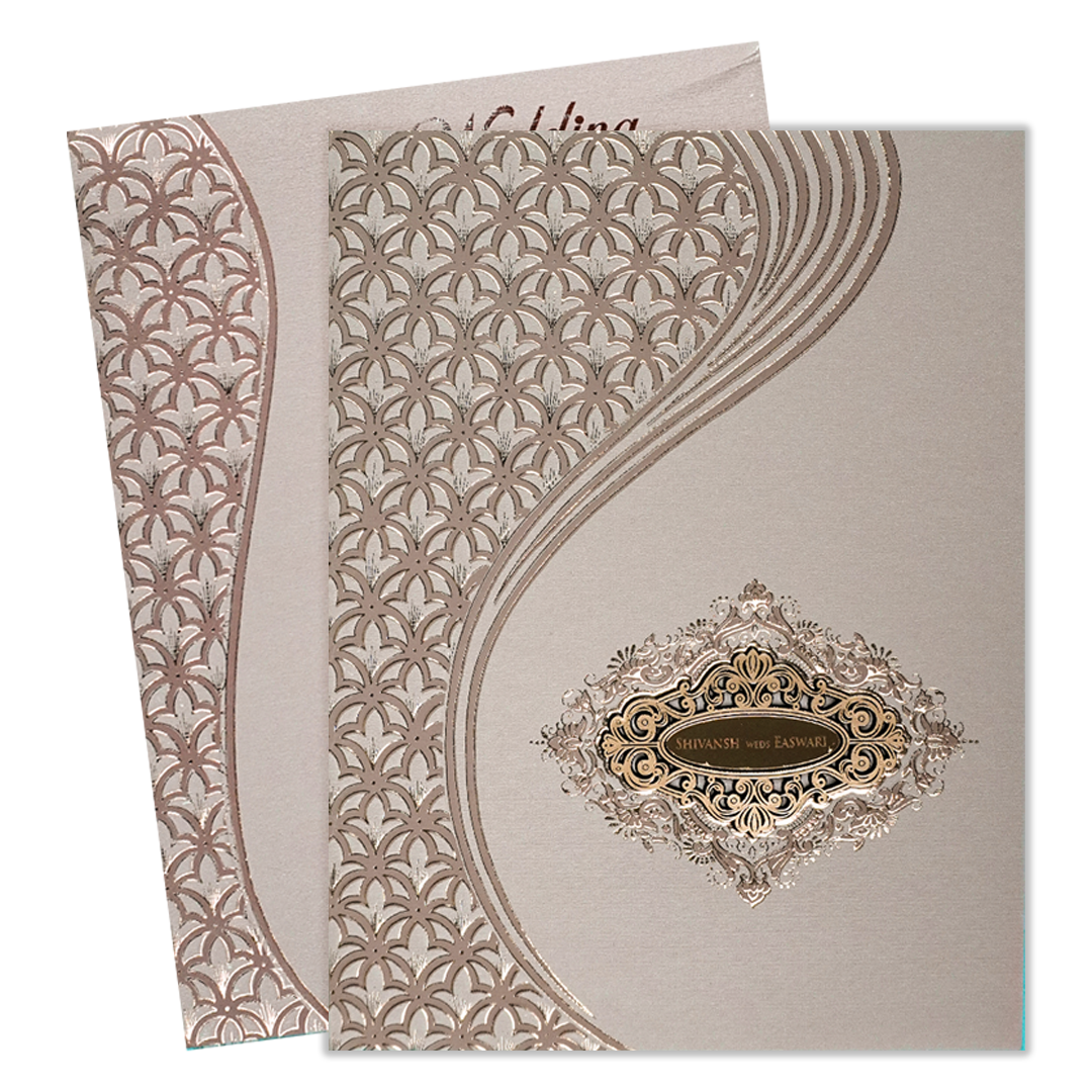 Pink Gold Geometric Padded Wedding Card-KSSC2190