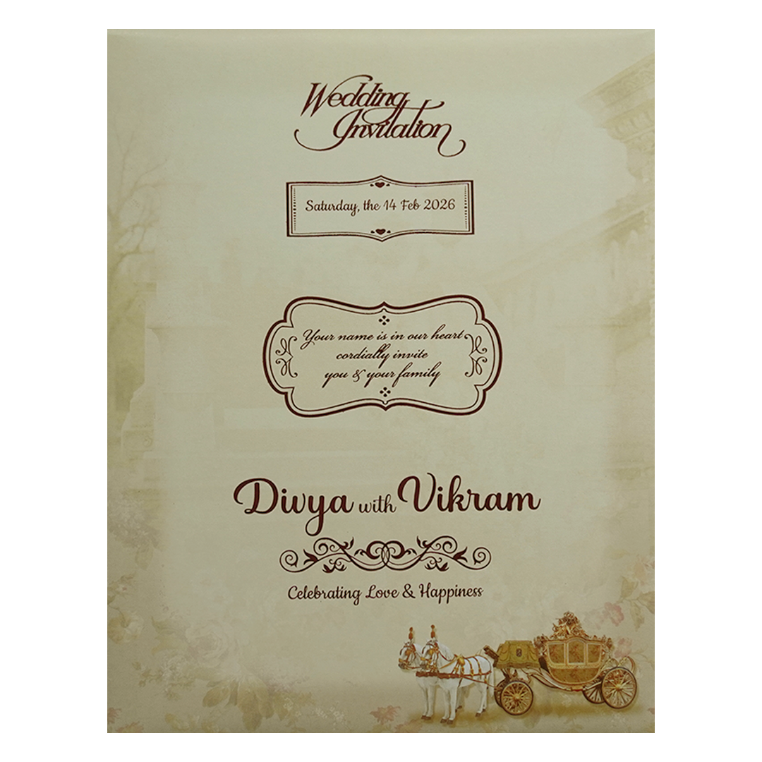 Pastel Green Chariot Nameplate Invitation Card-KNKJ1113