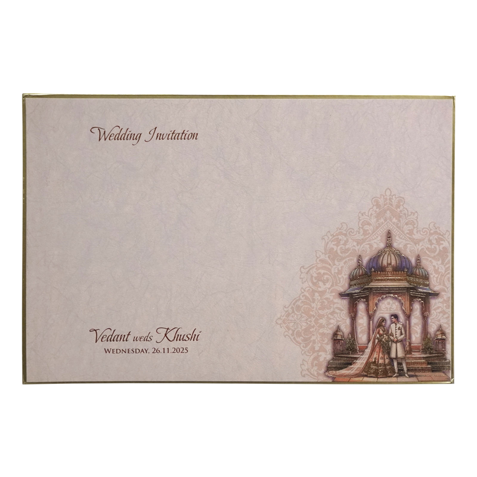 Dusty Pink Premium Embossed Marriage Card-KPR24270