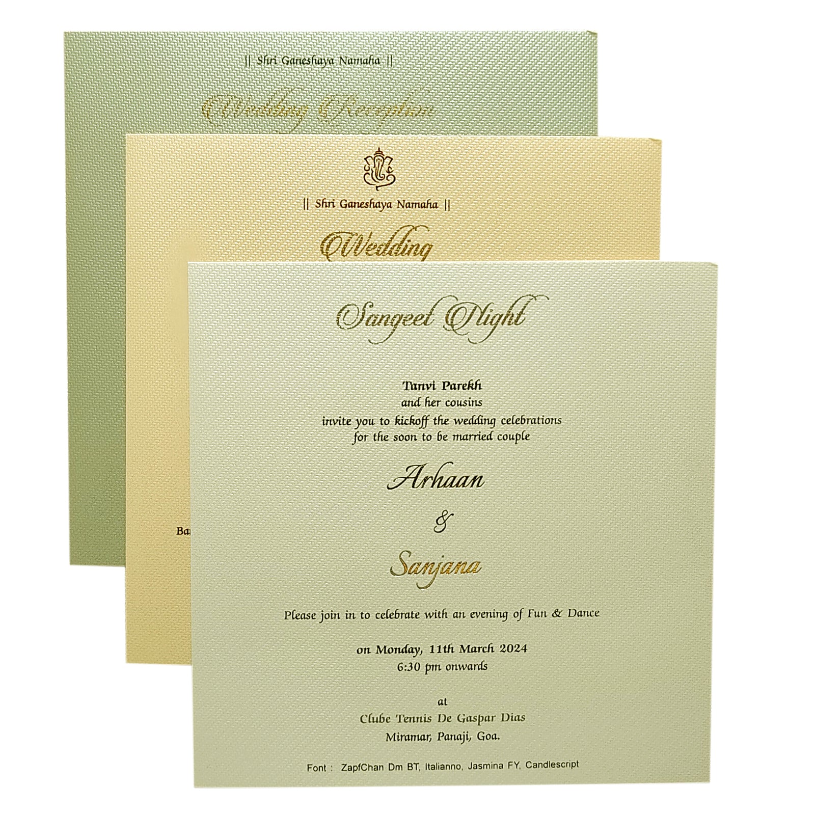 Cream Embossed Padded Invitation Card-KRC29842