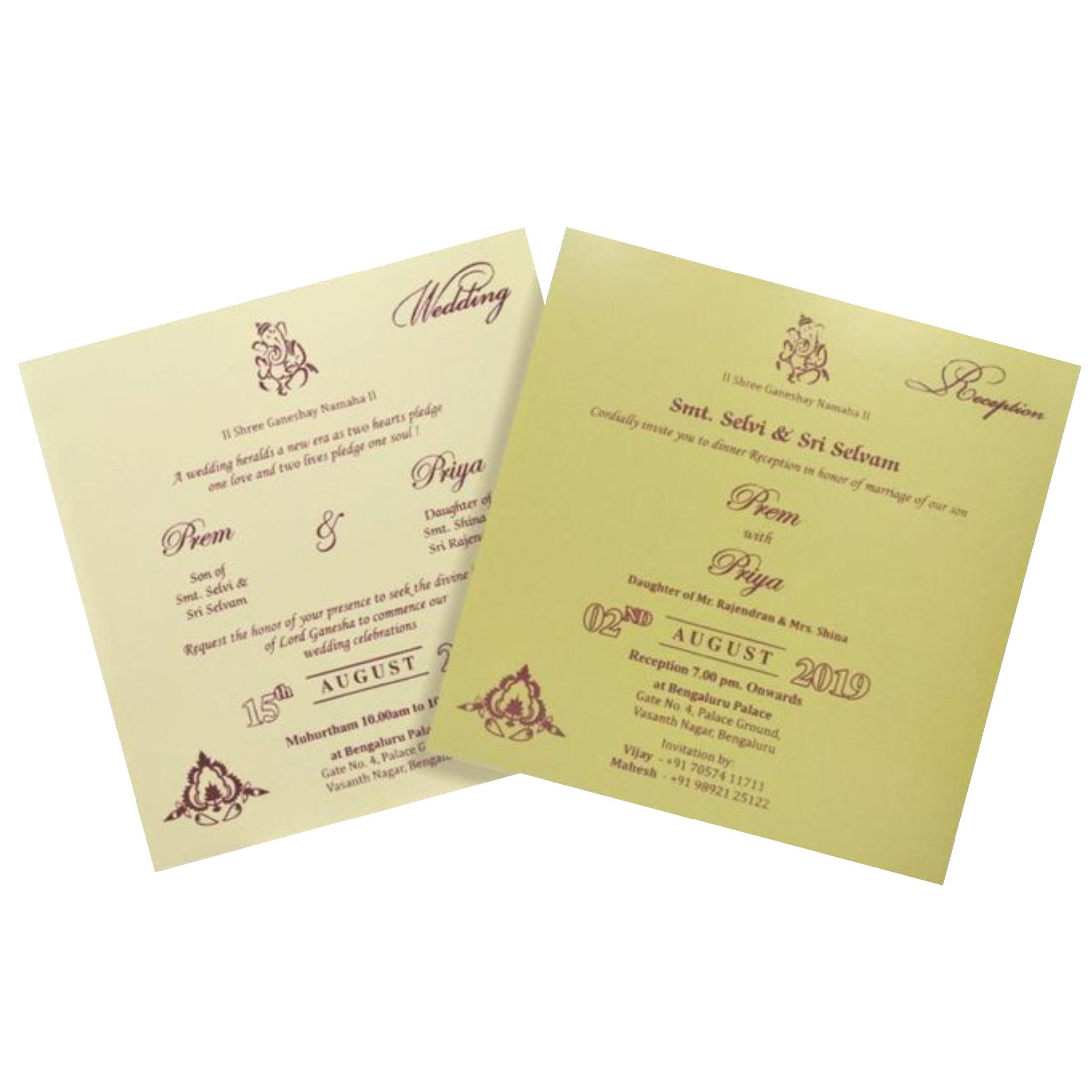 Alluring Floral Theme With Gold Foiling Wedding Card - KND8005C