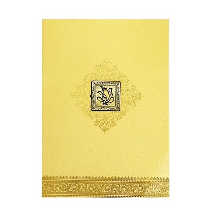 Gold Metallic Gold Foiling Lace Design With Square Ganesha-KNCM15GG-King of Cards