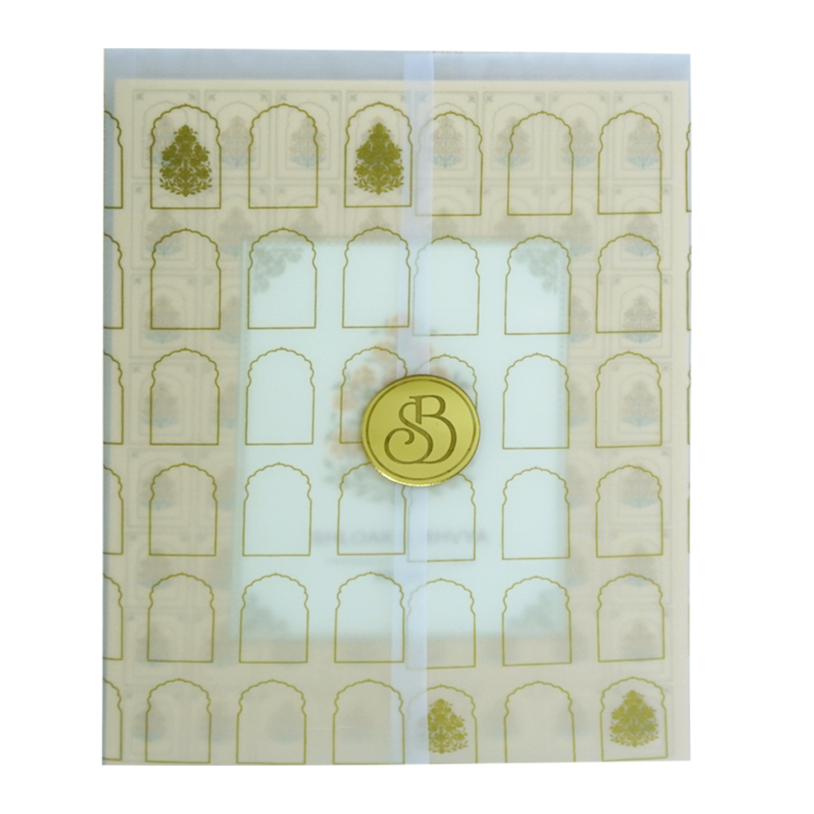 Cream Tracing Sheet Wedding Card Design-KBM04700