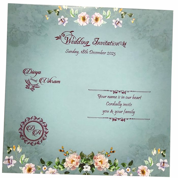 Blue Floral Offset Invitation Card-King of Cards