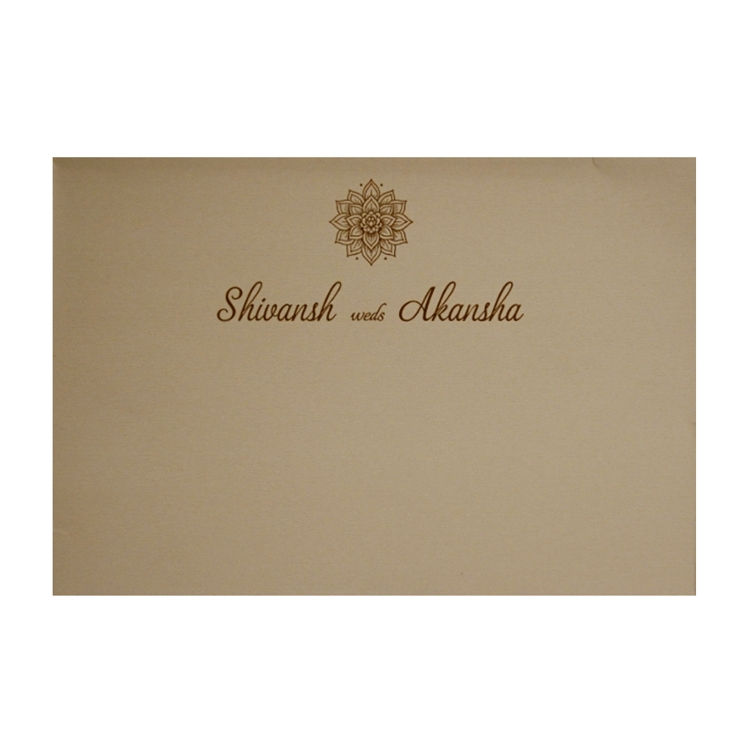 Light Brown Nameplate Wedding Card-KRC30080