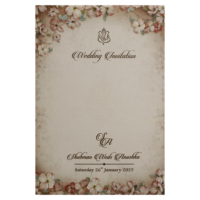 Peach Gold Foiled Wedding Invitation Card-King of Cards