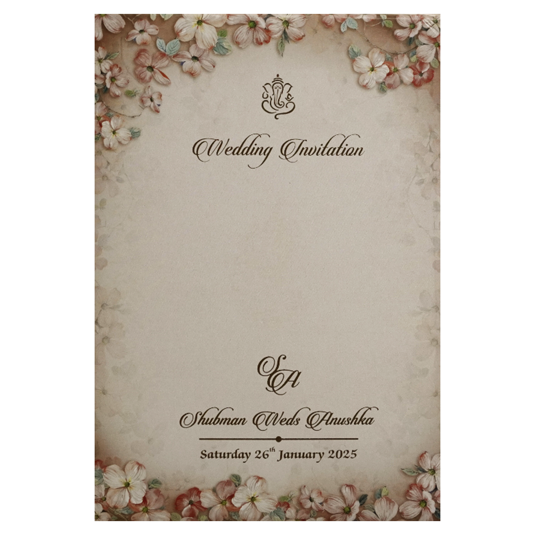 Peach Gold Foiled Wedding Invitation Card-KRB8280