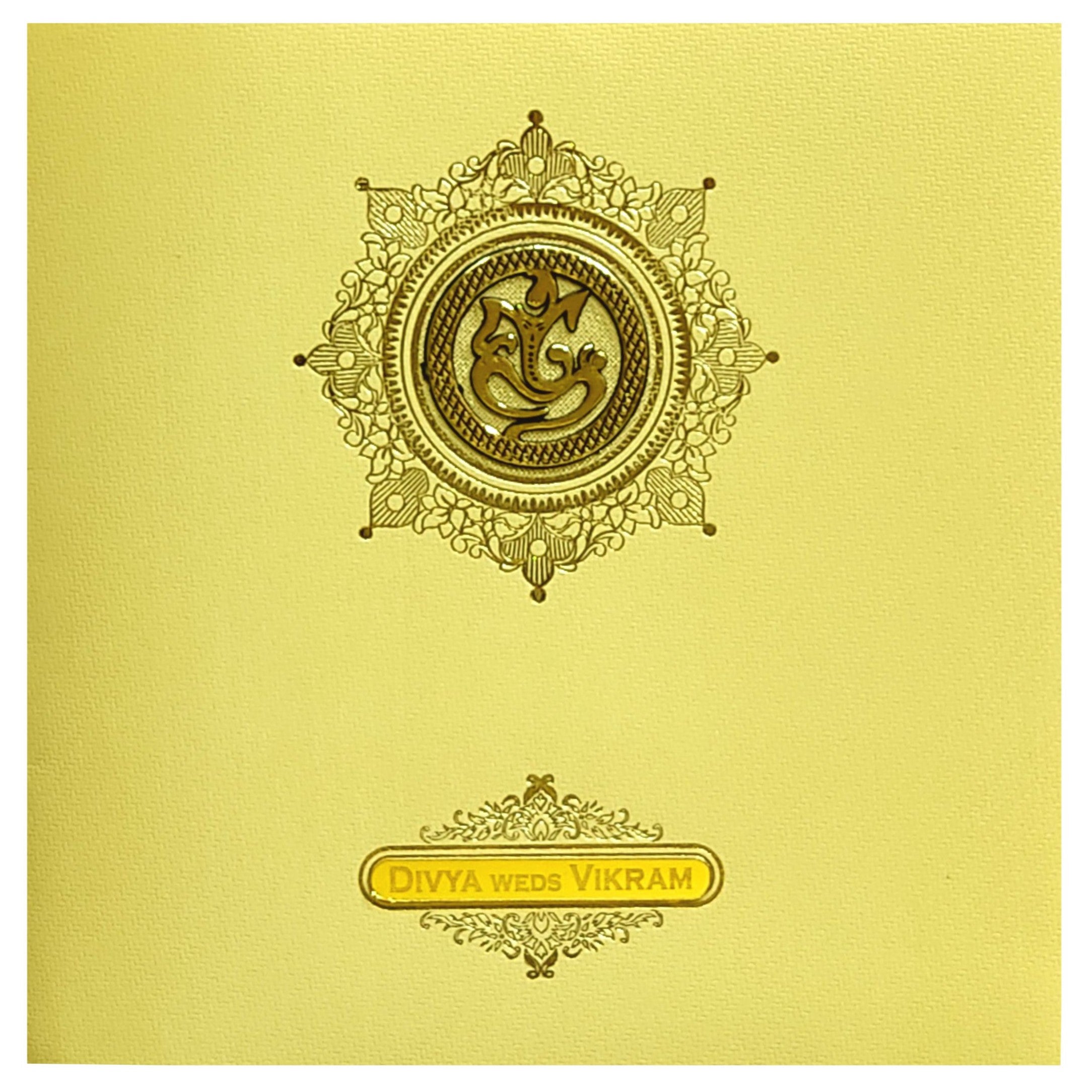 Gold Texture Ganesha Invitation Card-KNK839MG