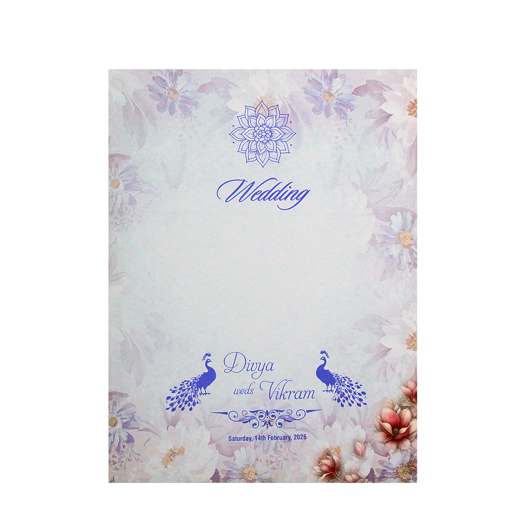 White Floral Single Sheet Invitation-KNPA411B