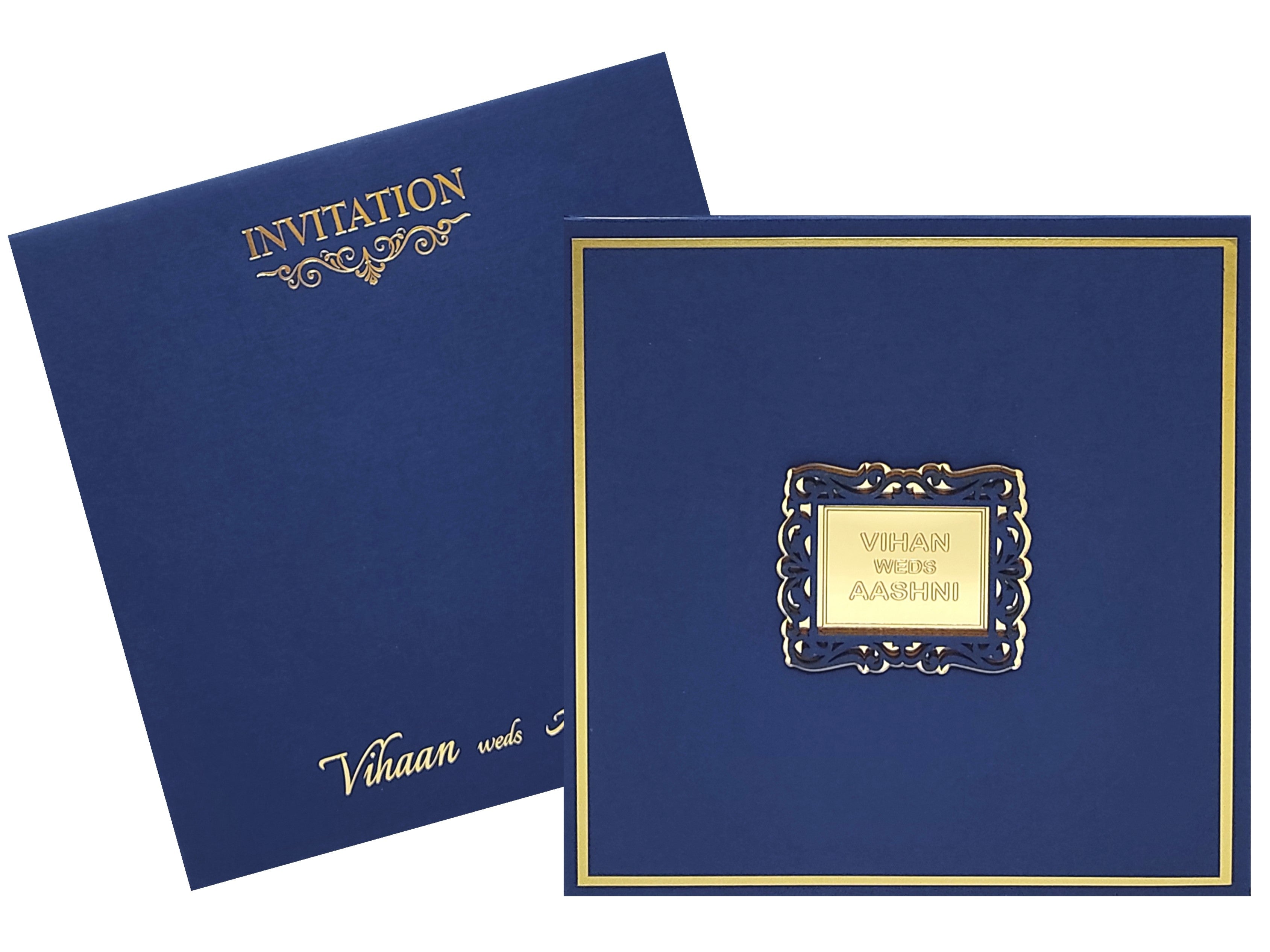 Blue Padded Invitation Card-KRC28570