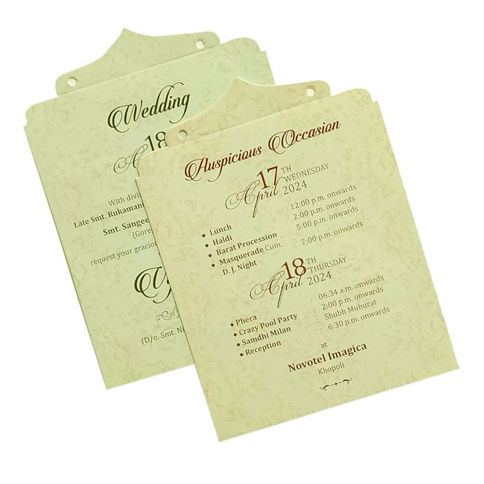 Light Soft Green Laser Cut Invitation-King of Cards