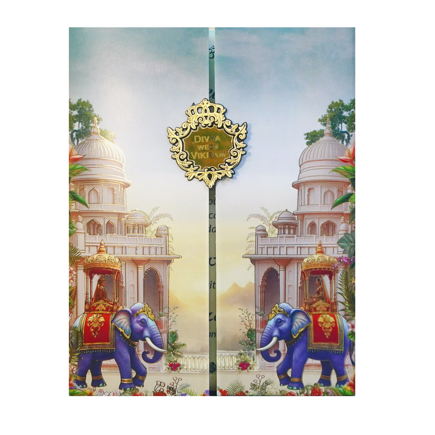 Royal Palace Theme Door Opening Wedding Card-KNKC4086