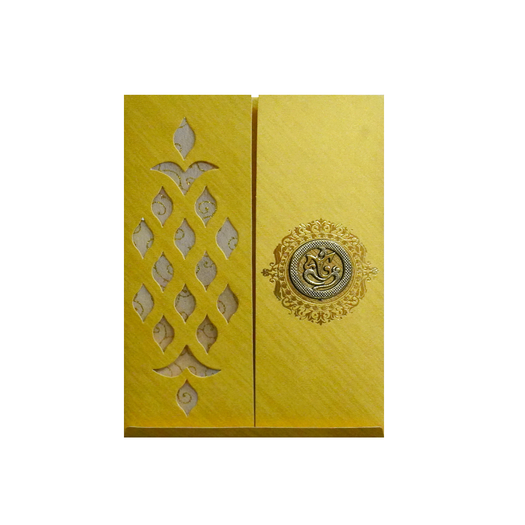 Gold Striking Laser Cut Wedding Card-KNCM027G