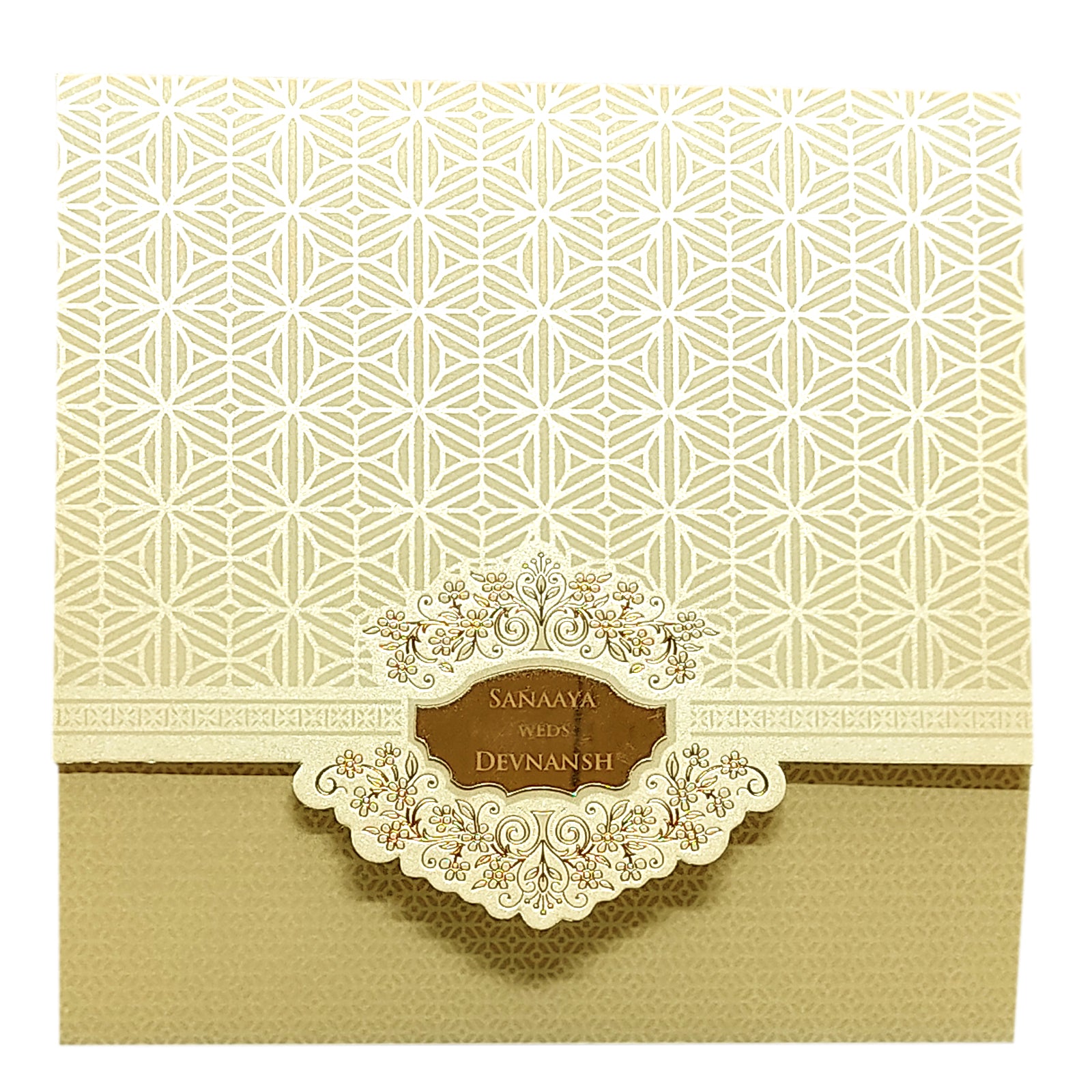 Mustard Cream Nameplate Invitation Card-KRC29091