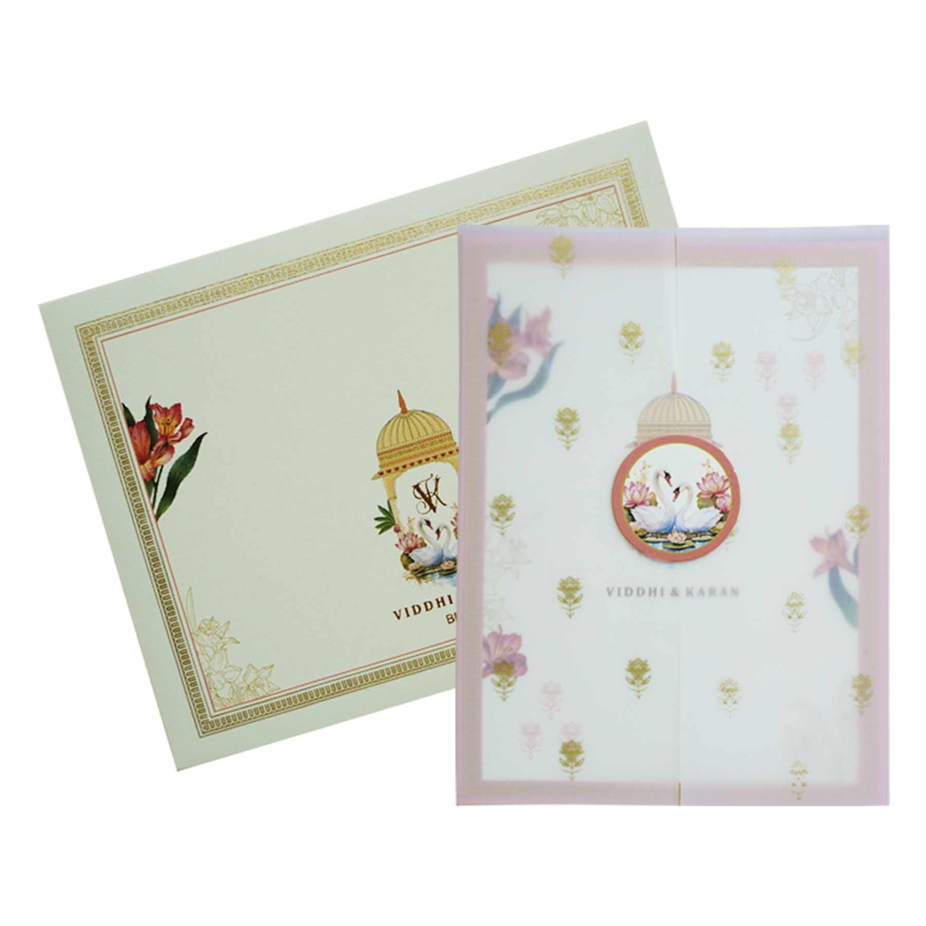 Cream Tracing Sheet Wedding Invitation-KBM04750