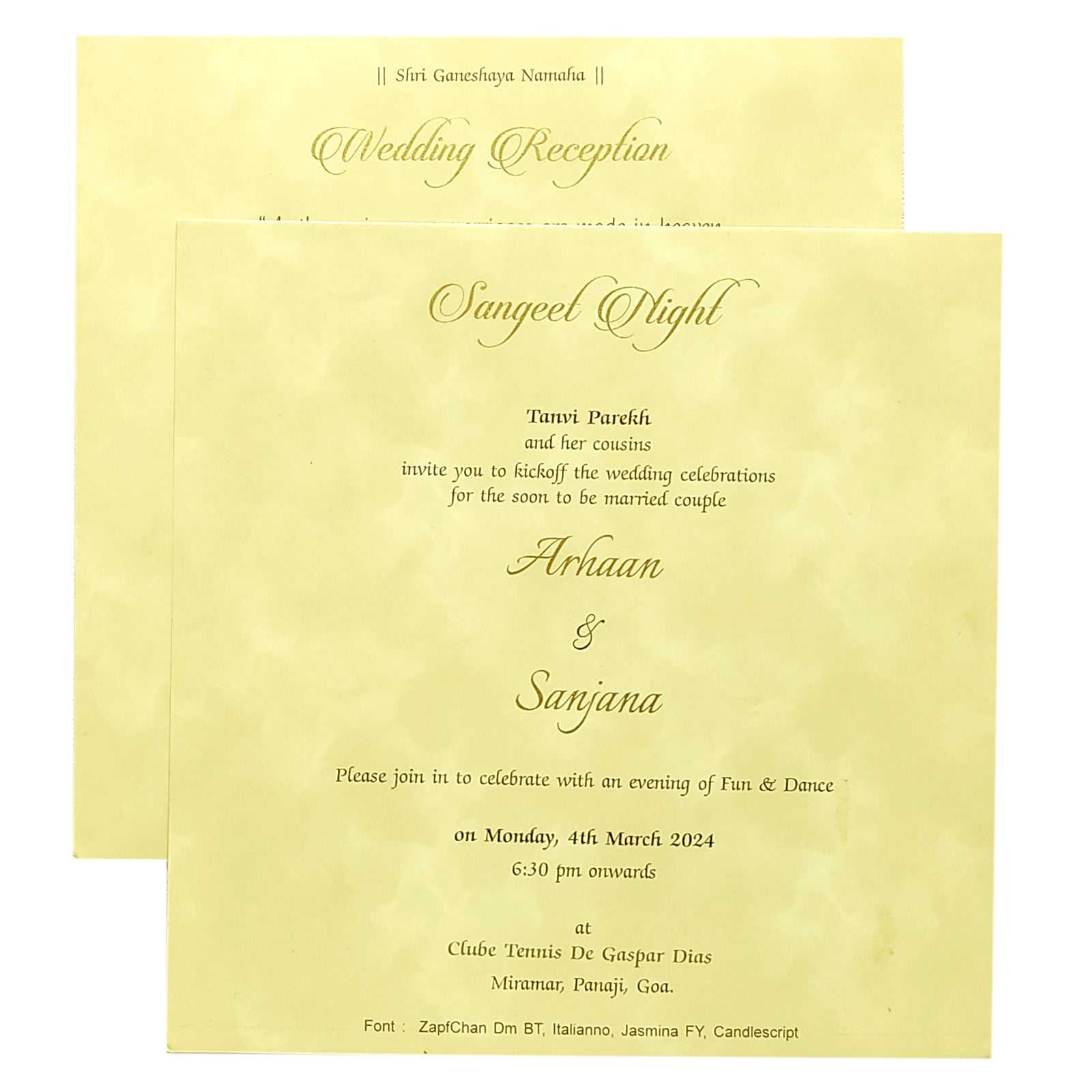Cream Embossed Padded Invitation Card-KRC28020