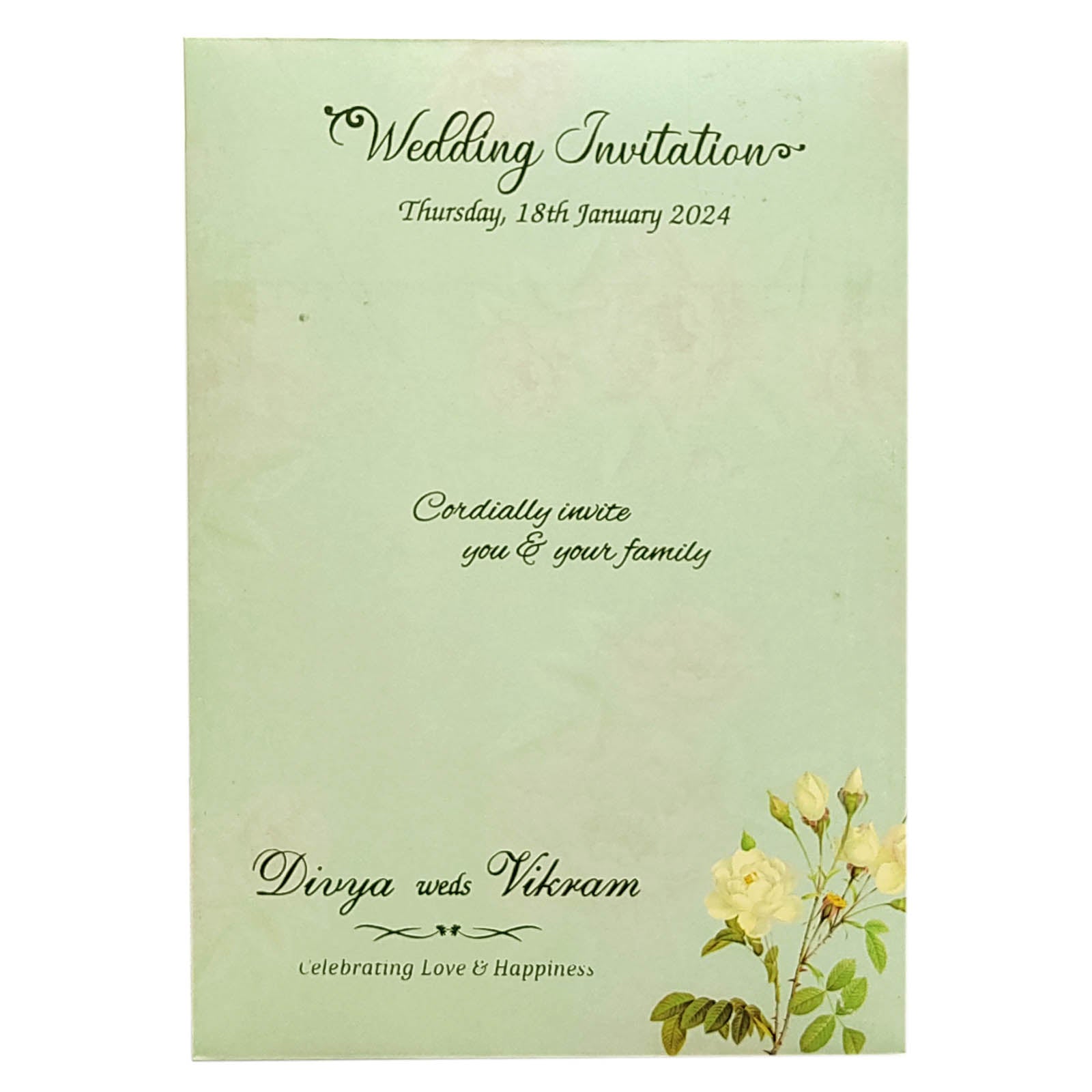 Green Floral Nameplate Invitation Card-King of Cards