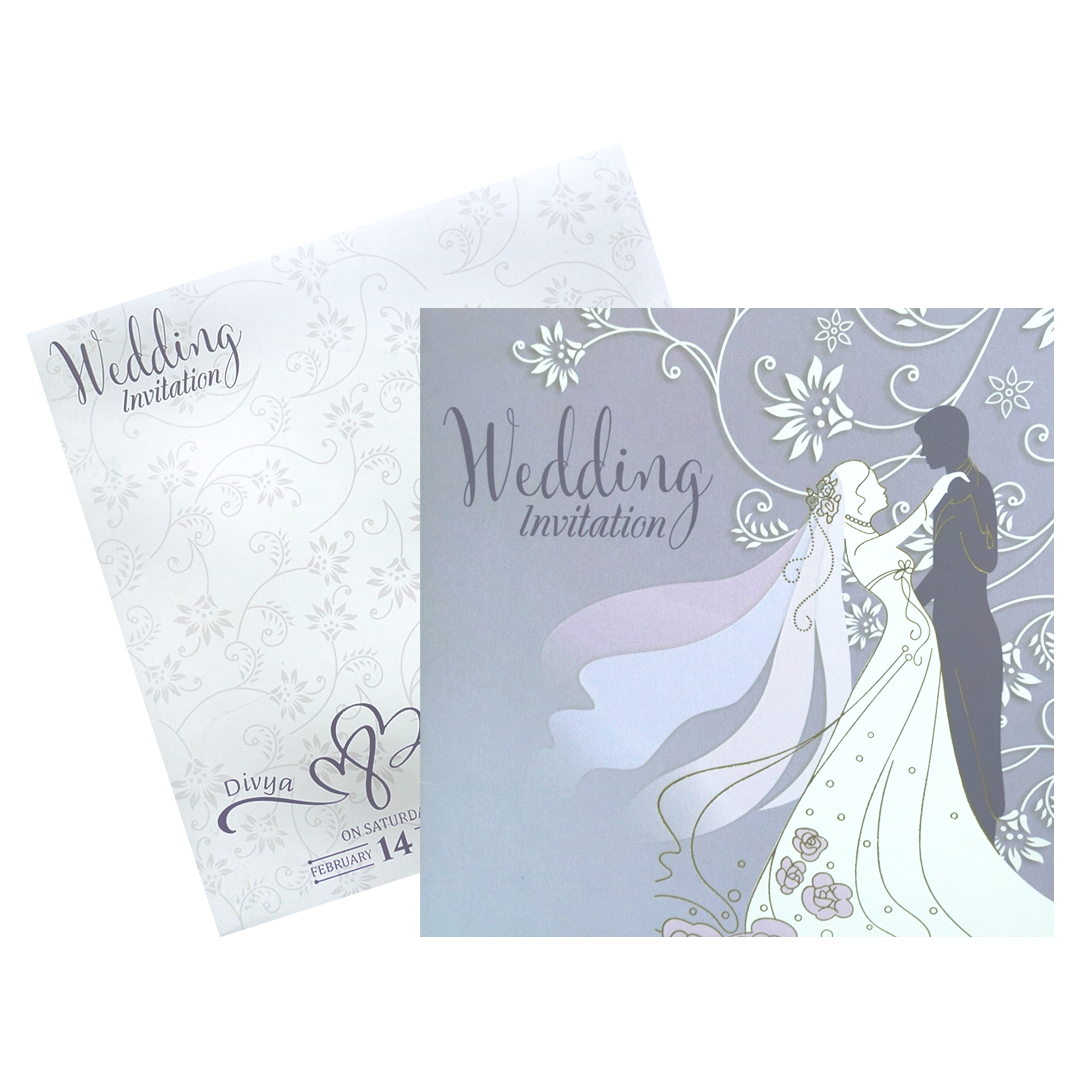 Purple Offset Berry Bride And Groom Wedding Invitation Card-KNBY5404
