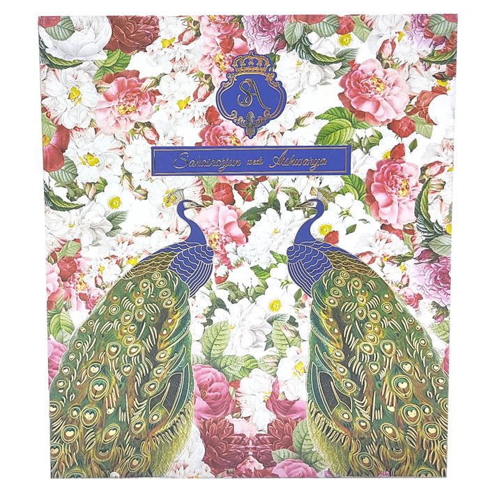 Blue Ultra Premium Floral Peacock Design With Sweet Bowls-KNKUP041-King of Cards