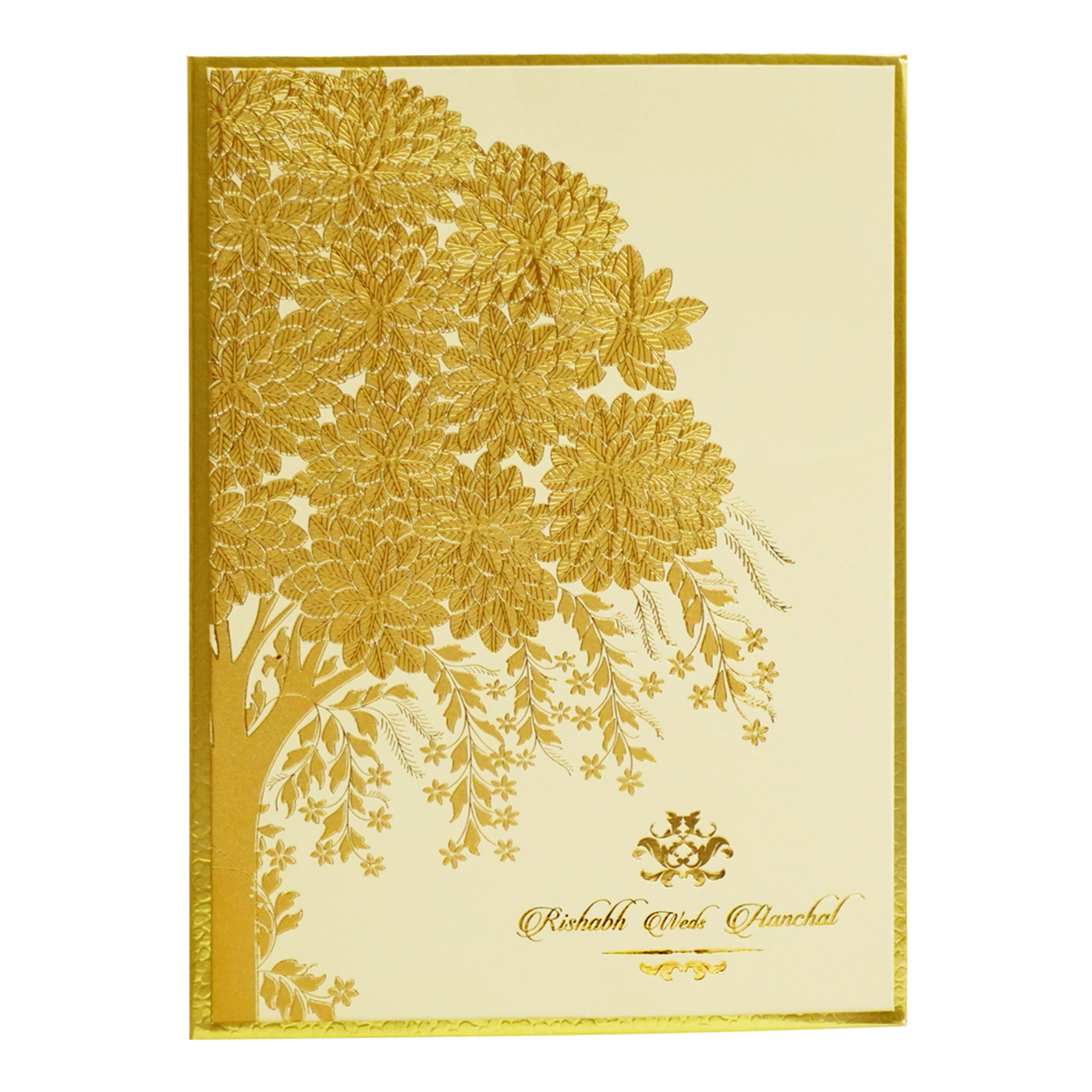 Cream Yellow Wedding Invitation Card-KAC06020