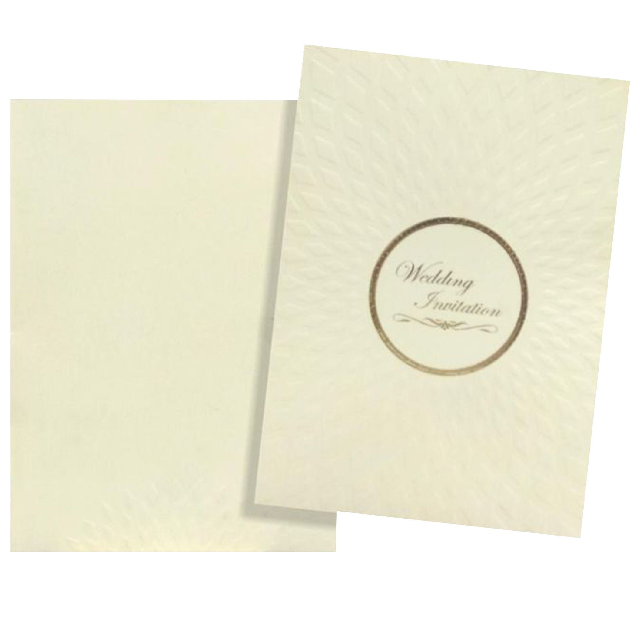 Alluring Cream Shading With Embossed Bloom Subject Wedding Card - KNK3612