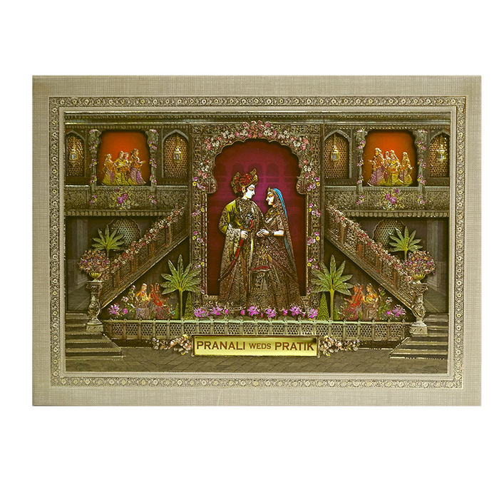 Pale Brown MDF Padded Invitation-King of Cards