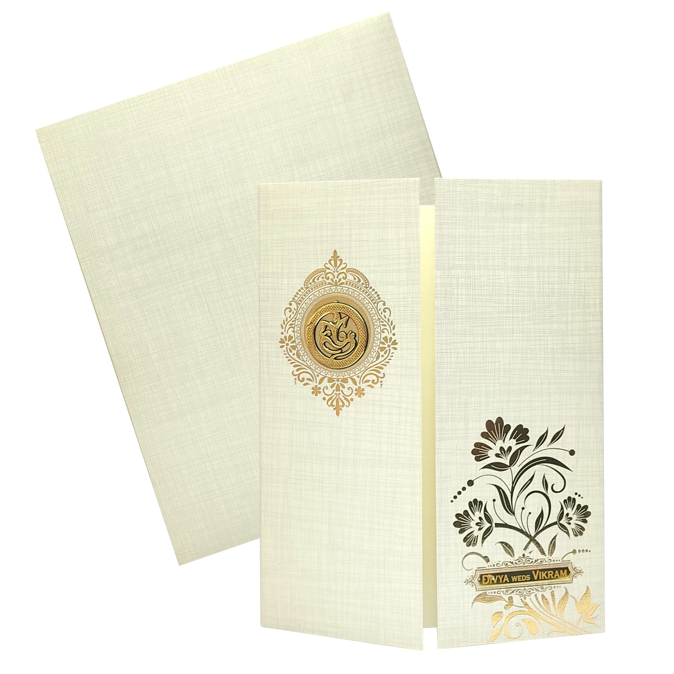 Grey Door Type Floral Design With Ganesha Sticker-KNK9406G