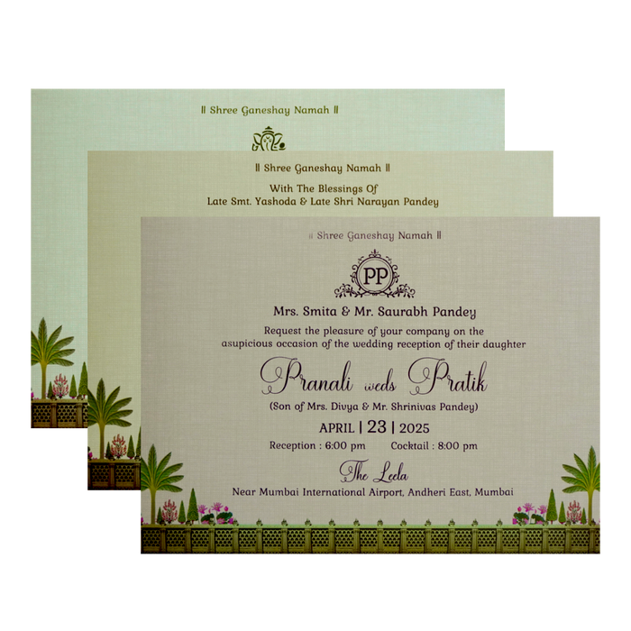 Pale Brown MDF Padded Invitation-King of Cards