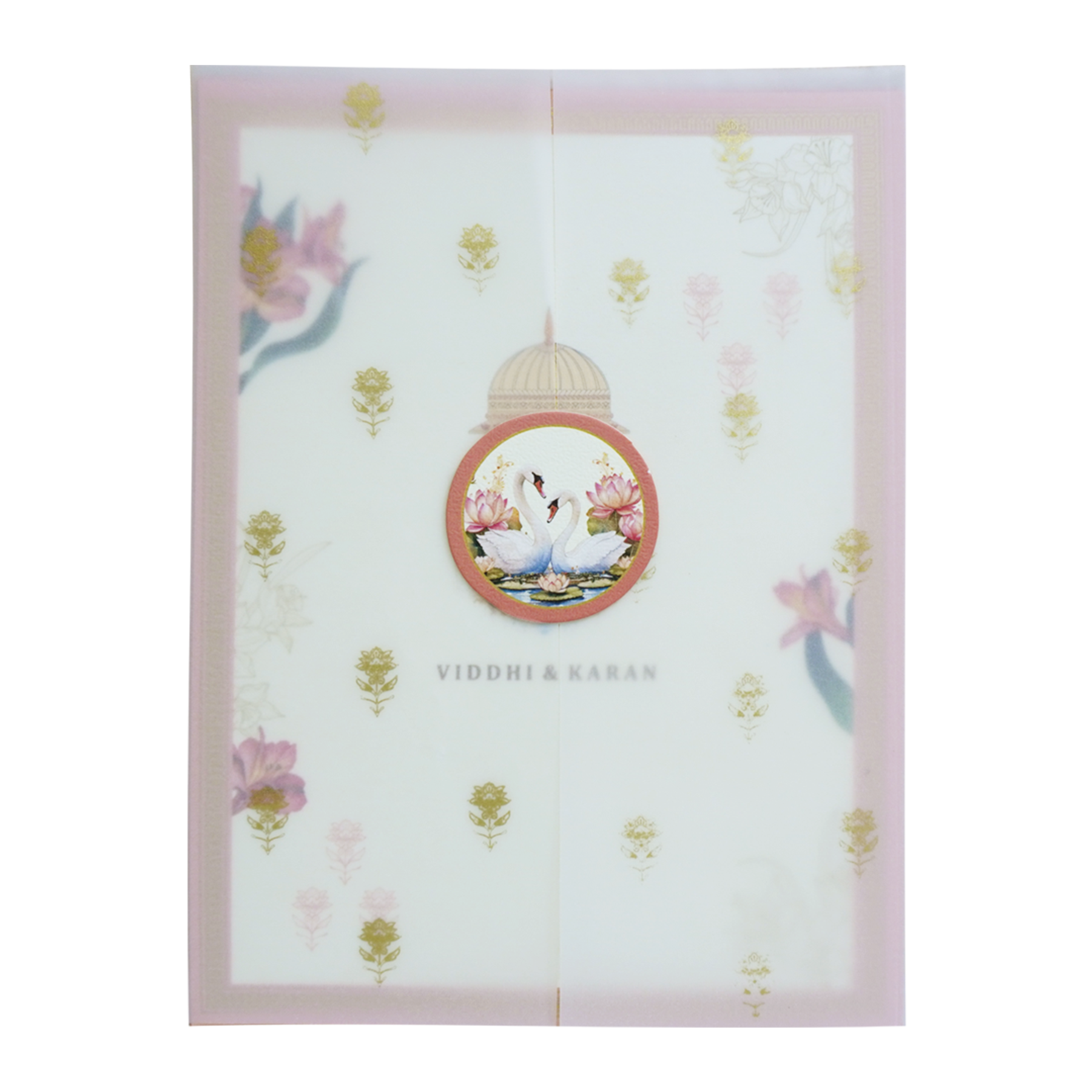 Cream Tracing Sheet Wedding Invitation-KBM04750