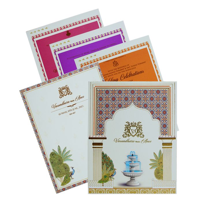 White Fountain Wedding Card-King of Cards