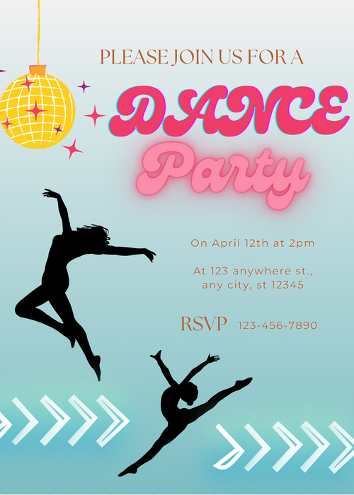 Vivid Pink Dance Party Invitation-AADPI007