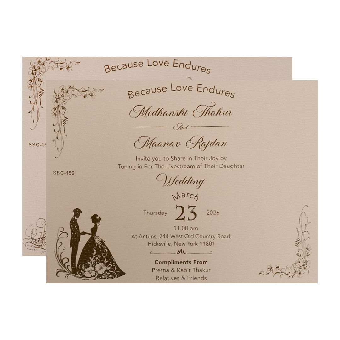 Cream Pink Floral Padded Wedding Card-KSSC1560