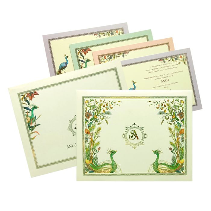 Make your event special with our exclusive White Peacock Wedding Card Design Order now! ?WhatsApp Support ?Express Delivery