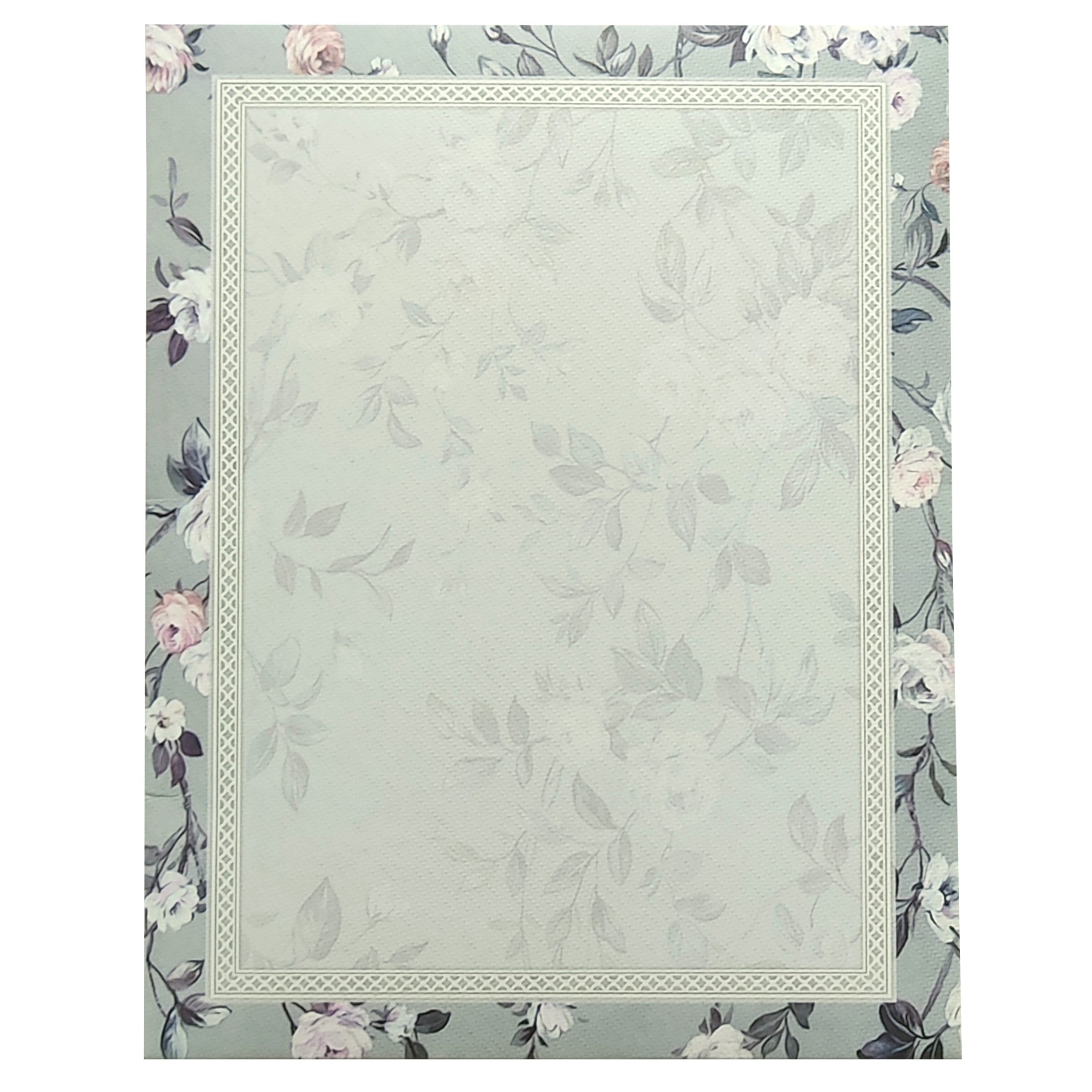 Grey Floral Nameplate Invitation Card-KNKN6305