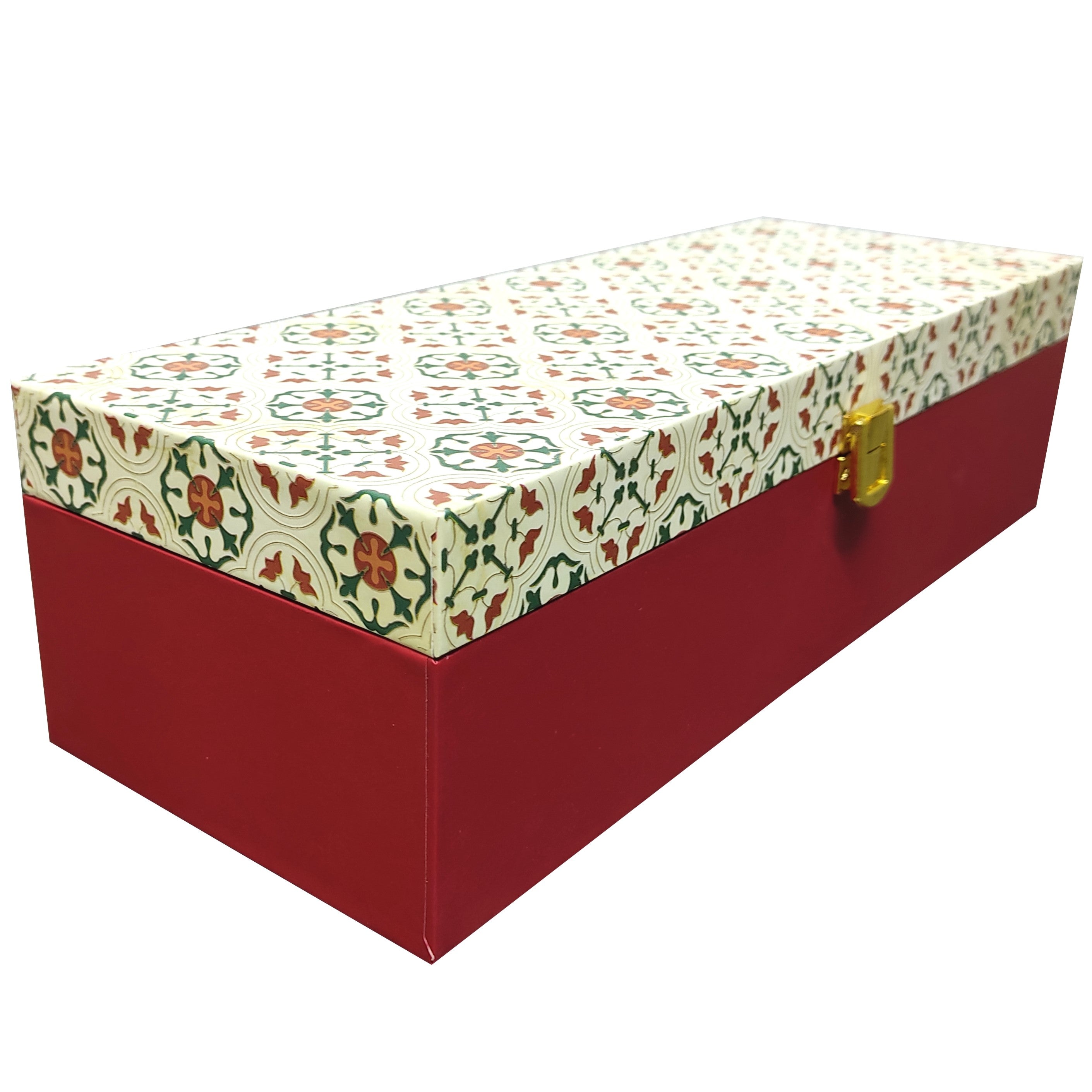 Red Floral Elongated Box Invitation-KBX0205
